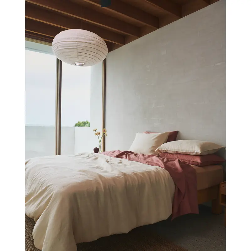 Crme, Pink Clay & Terracotta 100% French Flax Linen Bedding Bundle