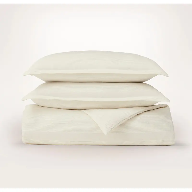 Flannel Duvet Set - Cream/Oak Fine Line Stripe