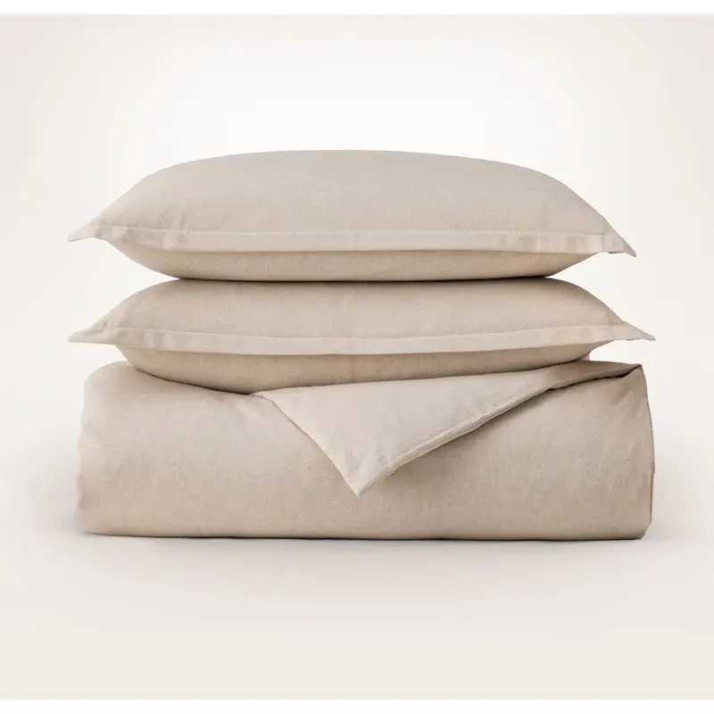 Flannel Duvet Set - Heathered Oatmeal