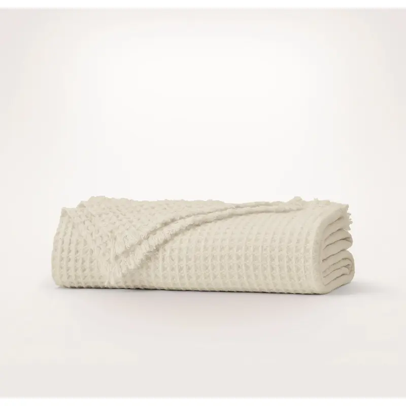 Heirloom Waffle Merino Bed Blanket - Cream