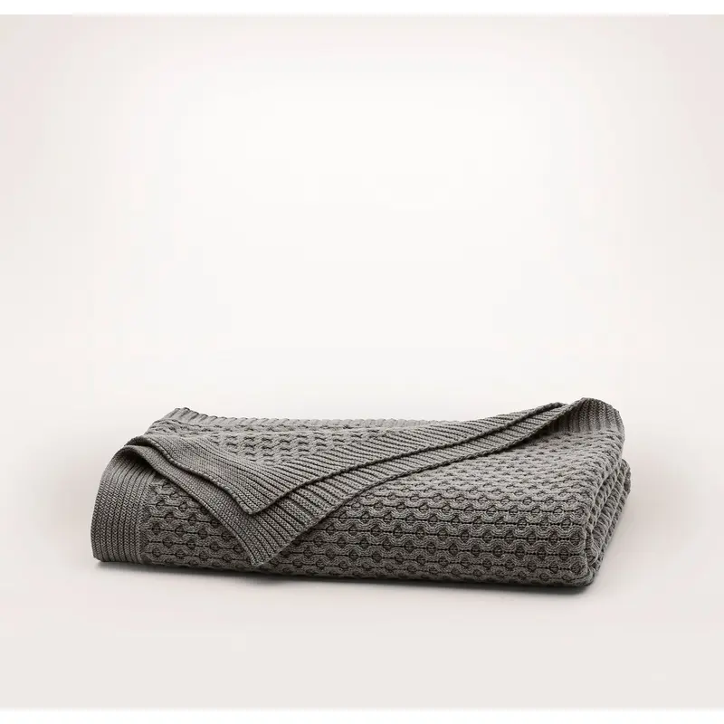 Honeycomb Knit Throw Blanket - Heathered Stone