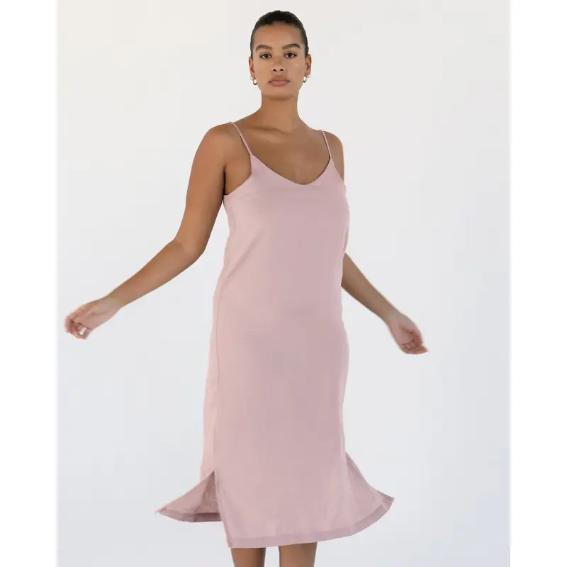 Lavender 100% French Flax Linen Midi Dress