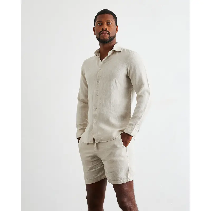 Oatmeal 100% French Flax Linen Men's Shorts