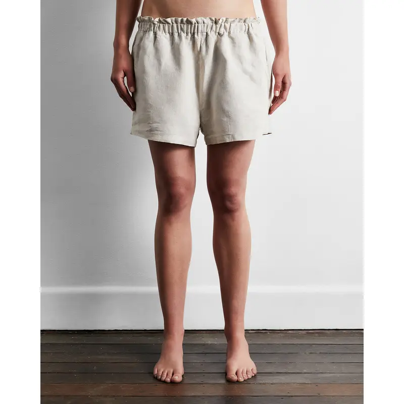 Oatmeal 100% French Flax Linen Shorts