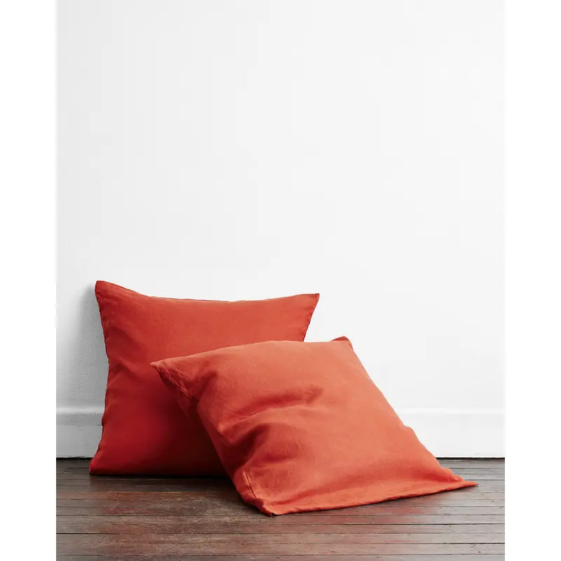 Paprika 100% French Flax Linen European Pillowcases (Set of Two)