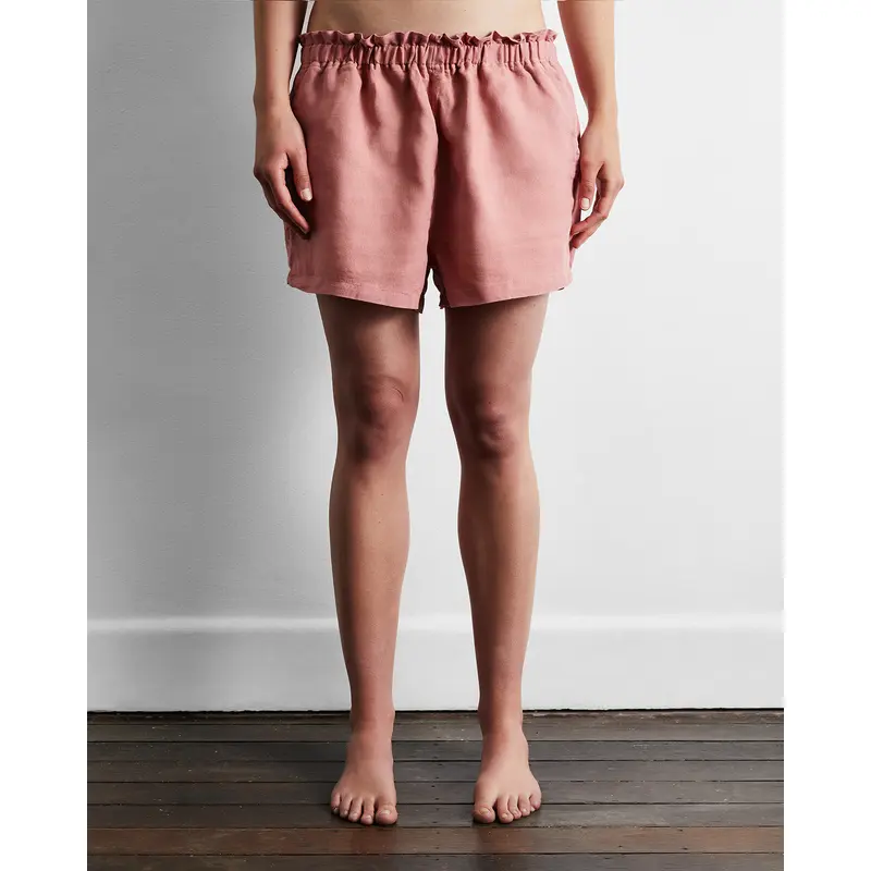 Pink Clay 100% French Flax Linen Shorts