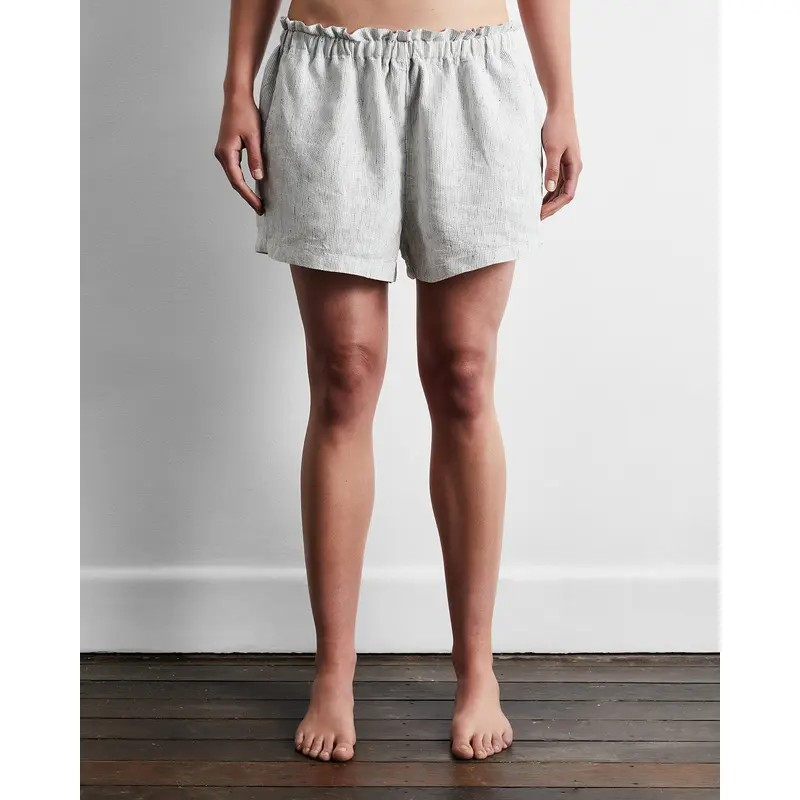 Pinstripe 100% French Flax Linen Shorts