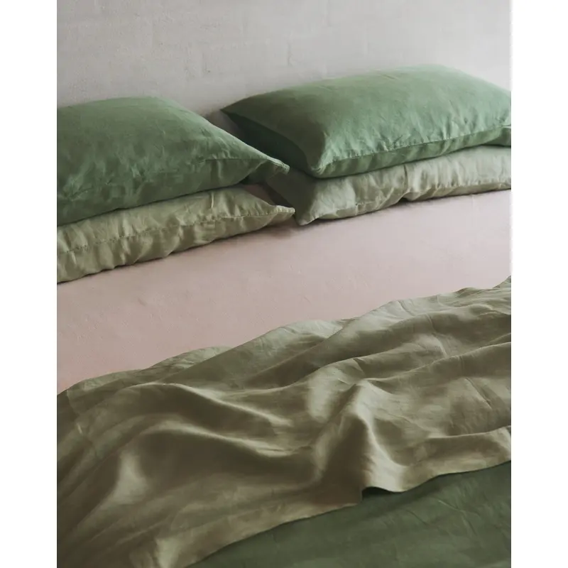 Pistachio, Sage & Rosewater 100% French Flax Linen Bedding Bundle