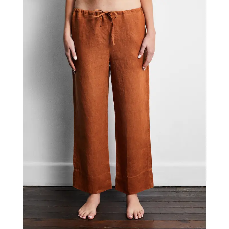 Rust 100% French Flax Linen Pants