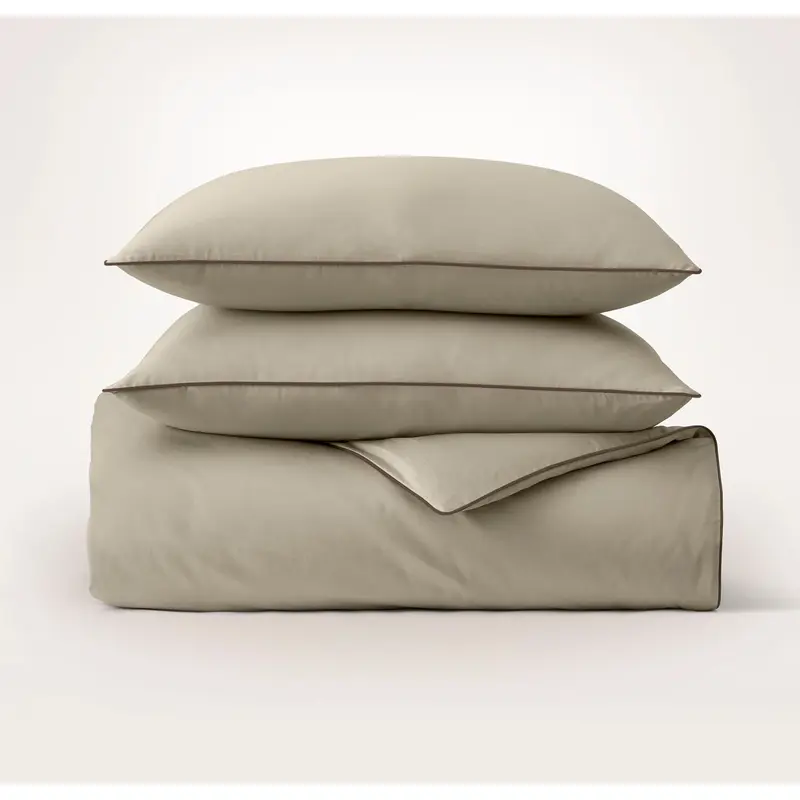 Signature Embellished Duvet Set - Oak/Walnut Piped Edge