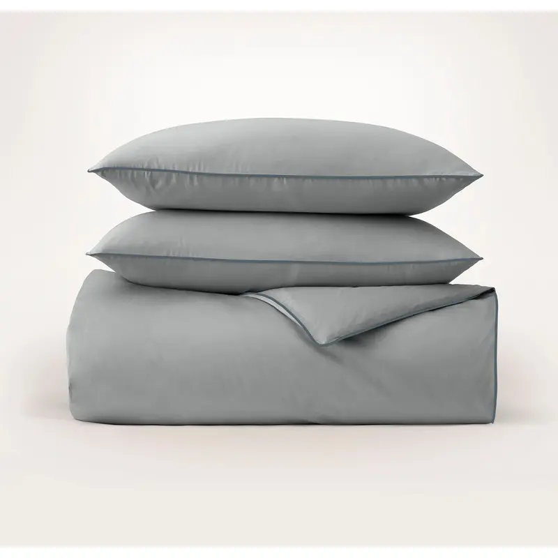 Signature Embellished Duvet Set - Shore/Bluestone Piped Edge