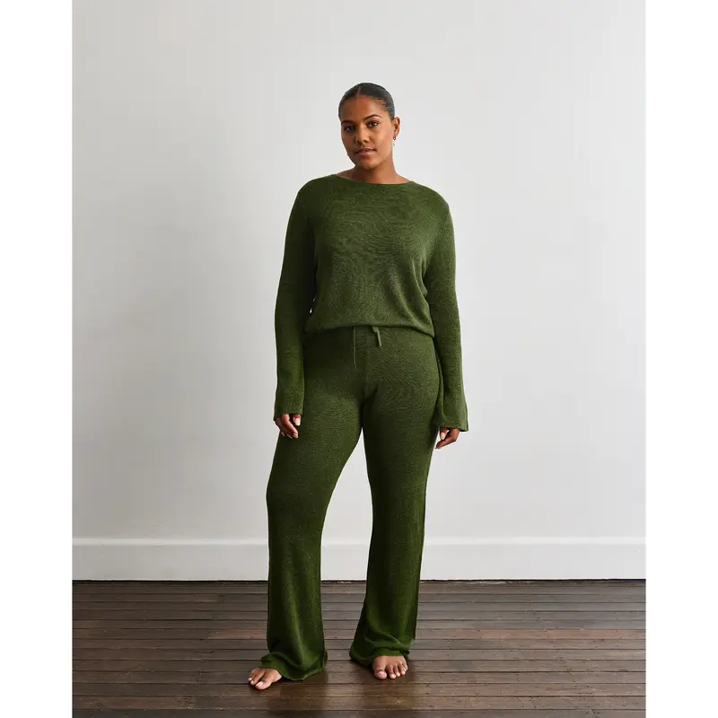 Veranda Linen Knit Pants in Olive
