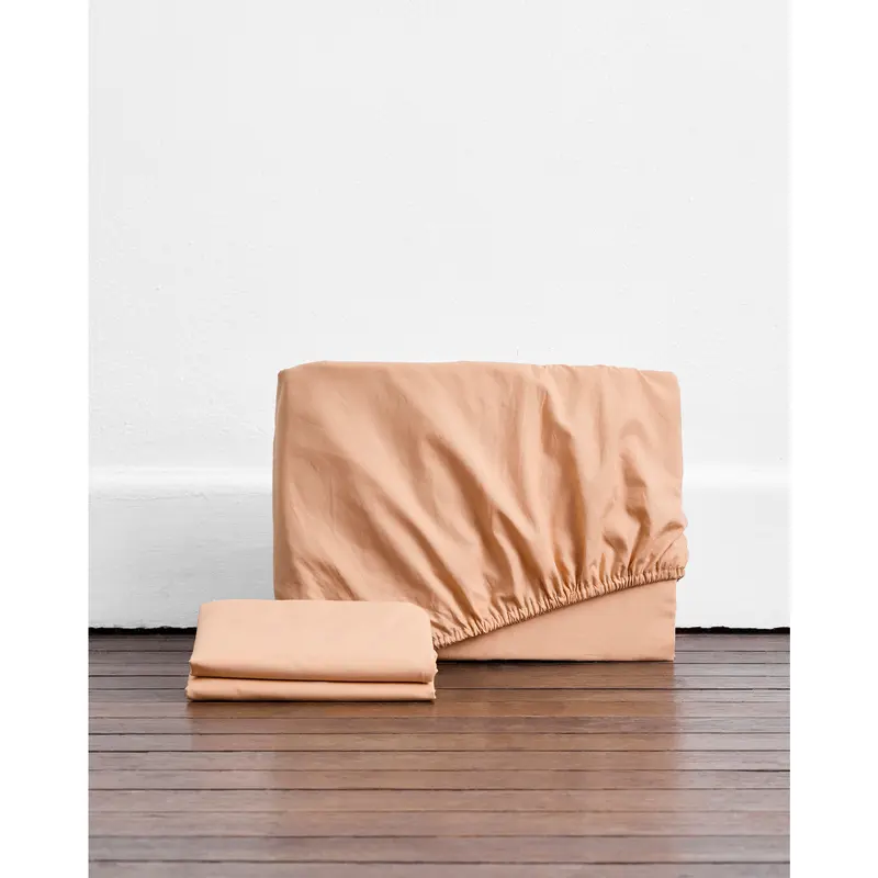 Butterscotch Organic Cotton Percale Fitted Sheet Set