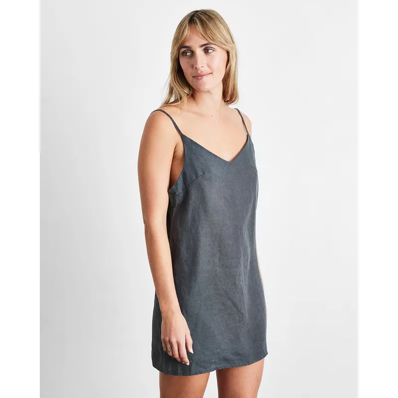 Charcoal 100% French Flax Linen Slip