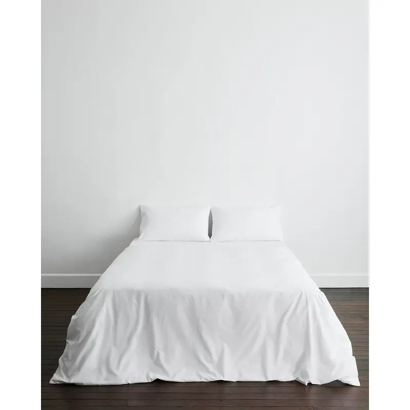 Crisp White Organic Cotton Percale Bedding Set
