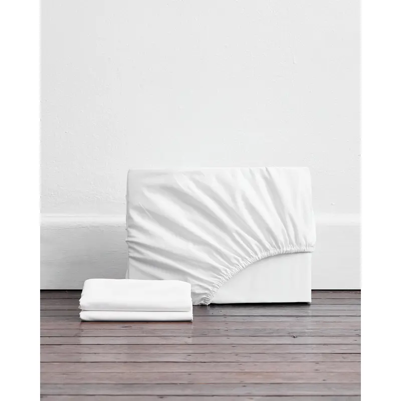 Crisp White Organic Cotton Percale Fitted Sheet Set