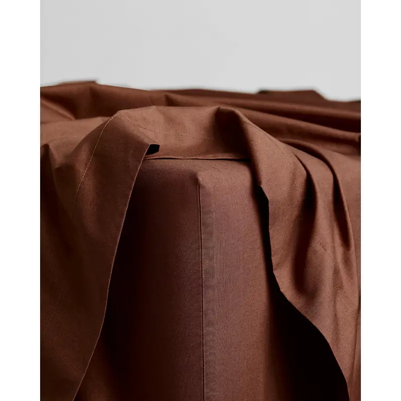 Espresso Organic Cotton Percale Fitted Sheet