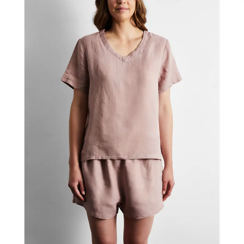 Lavender 100% French Flax Linen T-Shirt