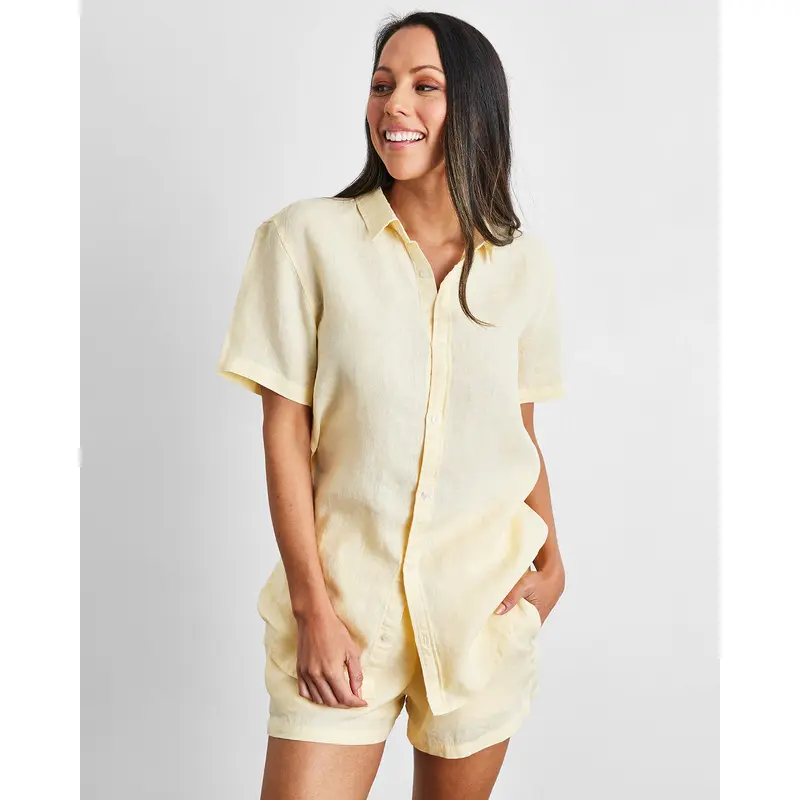 Limoncello 100% French Flax Linen Short Sleeve Shirt
