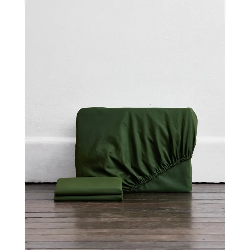 Moss Organic Cotton Percale Fitted Sheet Set