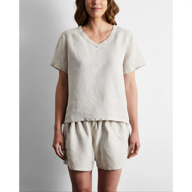 Oatmeal 100% French Flax Linen T-Shirt