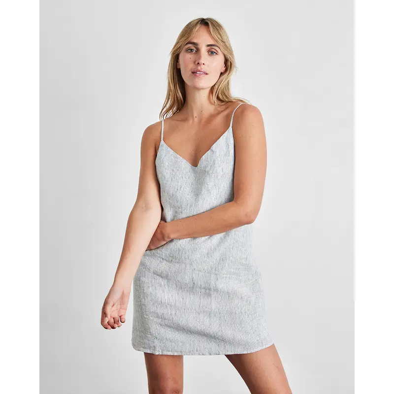 Pinstripe 100% French Flax Linen Slip