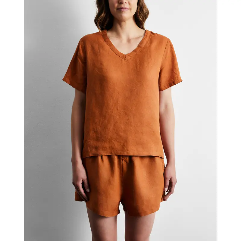 Rust 100% French Flax Linen T-Shirt