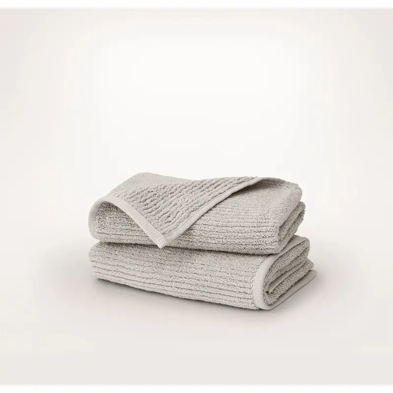Turkish Ribbed Hand Towels (Pair) - Pewter