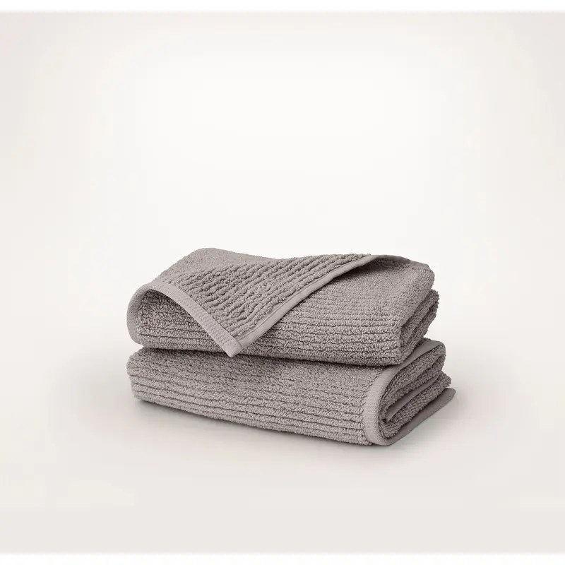 Turkish Ribbed Hand Towels (Pair) - Stone