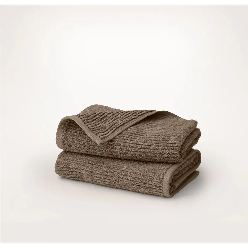 Turkish Ribbed Hand Towels (Pair) - Walnut