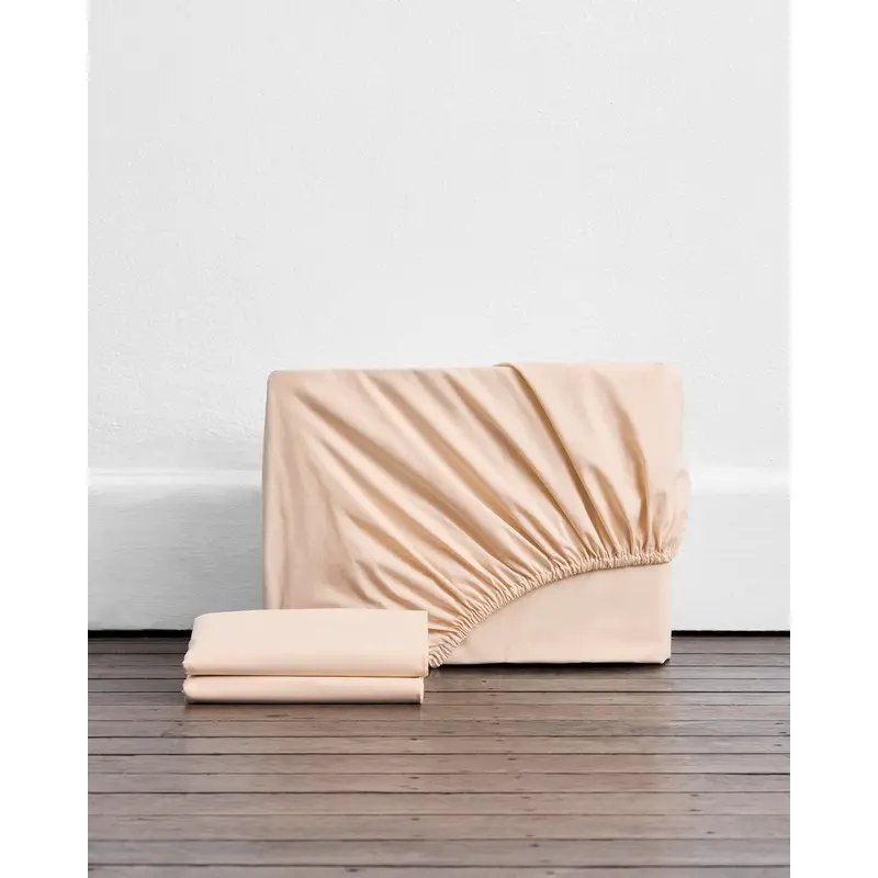 Vanilla Organic Cotton Percale Fitted Sheet Set