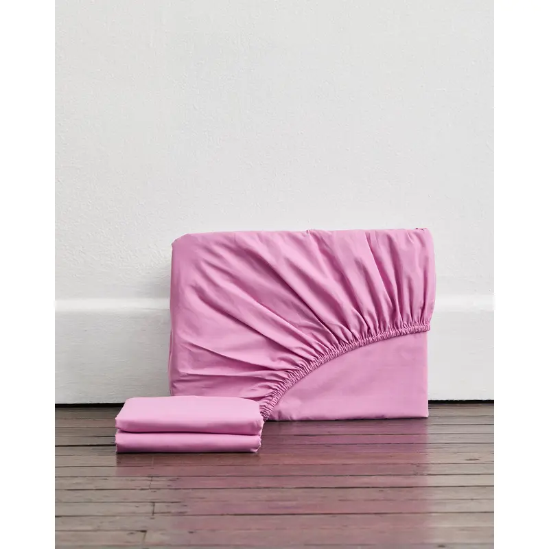 Bubblegum Organic Cotton Percale Fitted Sheet Set