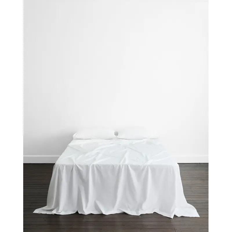 Crisp White Organic Cotton Percale Flat Sheet