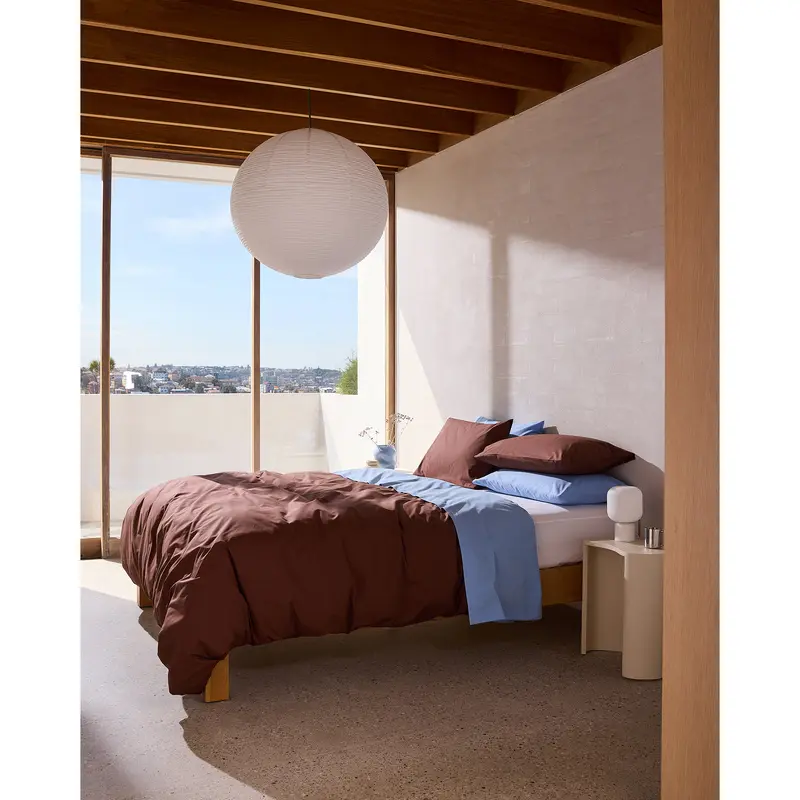 Espresso, Sky & Crisp White Organic Cotton Percale Bedding Bundle