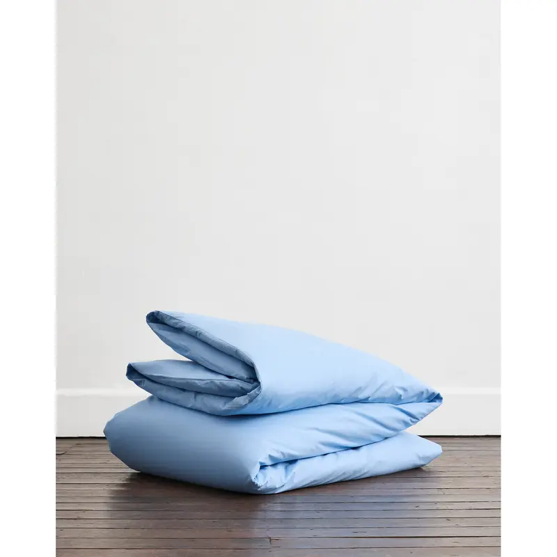Sky Organic Cotton Percale Duvet Cover