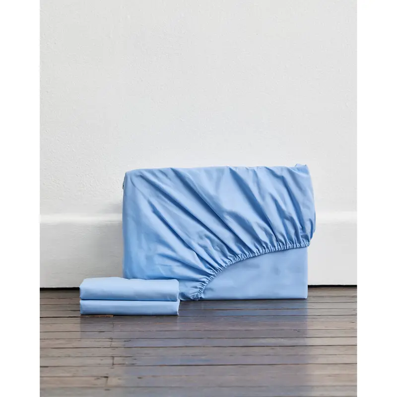 Sky Organic Cotton Percale Fitted Sheet Set
