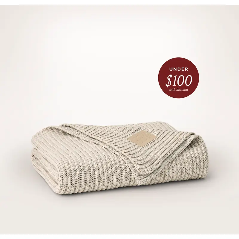 Sunday Throw Blanket - Heathered Oatmeal/Heathered Pewter