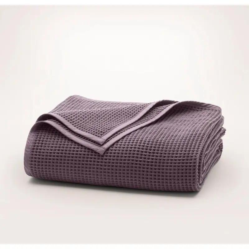 Waffle Bed Blanket - Deep Plum