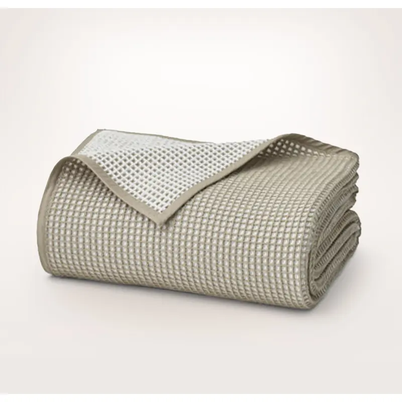 Waffle Bed Blanket - White/Oak Two-Tone
