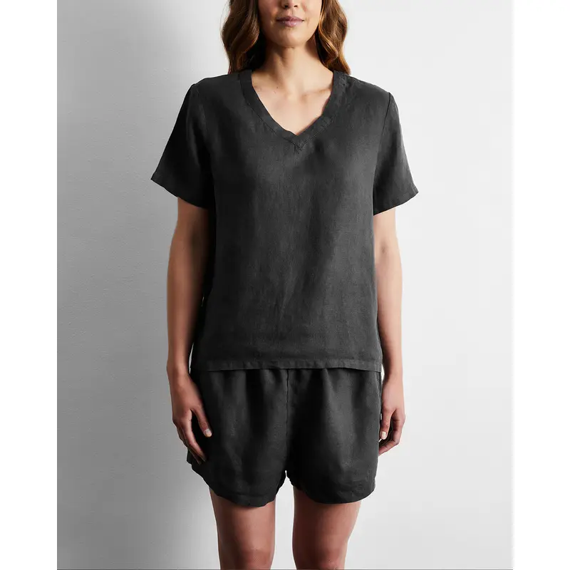 Charcoal 100% French Flax Linen T-Shirt