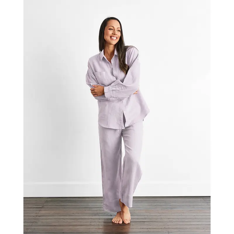 Lilac 100% French Flax Linen Pants