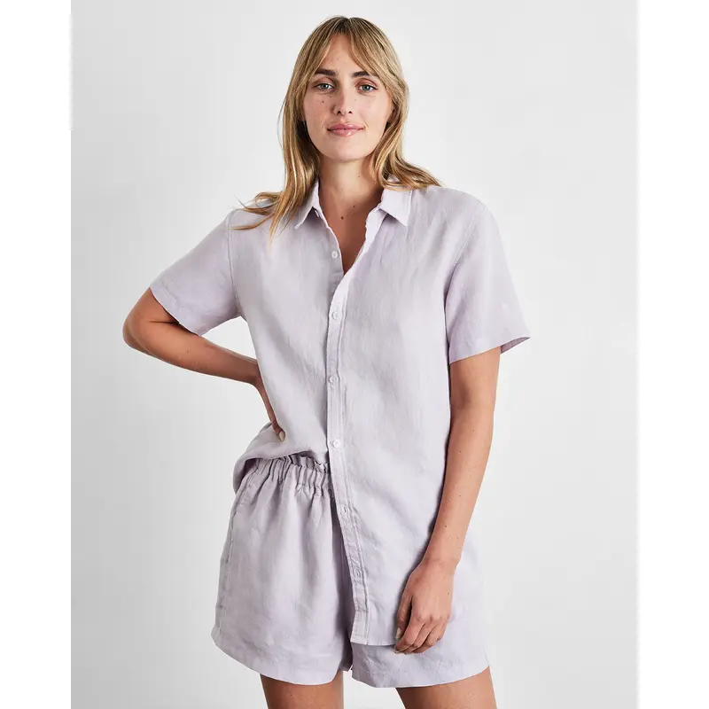 Lilac 100% French Flax Linen Shorts