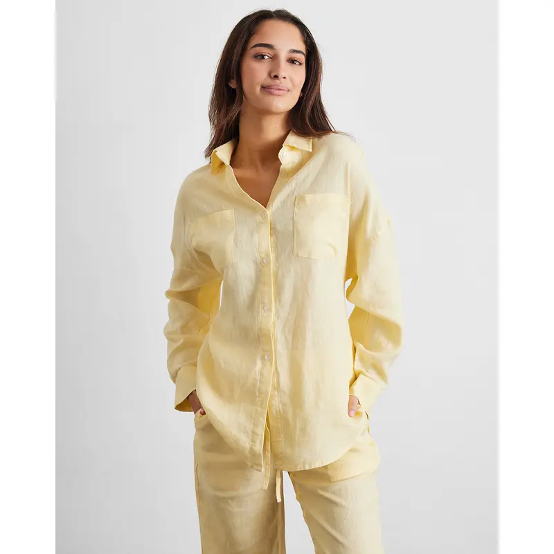 Limoncello 100% French Flax Linen Long Sleeve Shirt