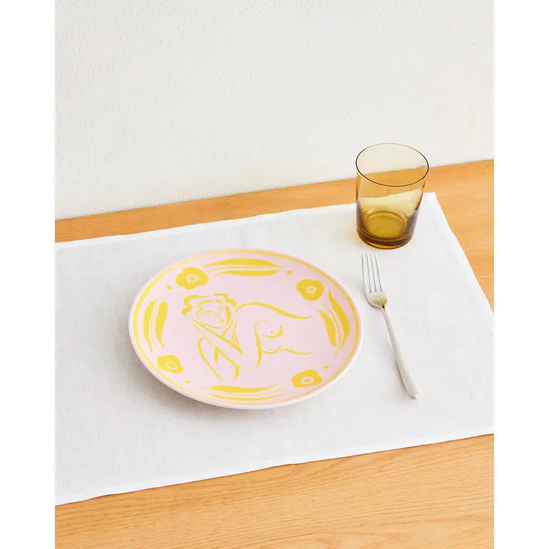 Liv & Dom x Bed Threads 'Amber Bloom' Ceramic Dinner Plate