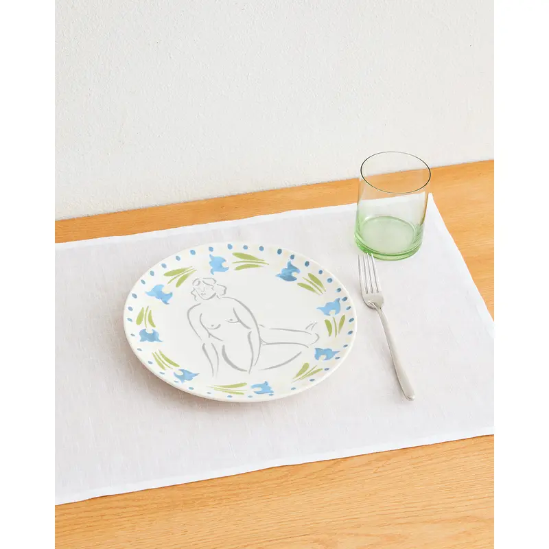 Liv & Dom x Bed Threads 'Fanciful Tulip' Ceramic Dinner Plate