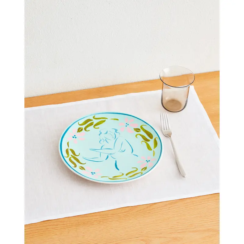 Liv & Dom x Bed Threads 'Soft Clematis' Ceramic Dinner Plate