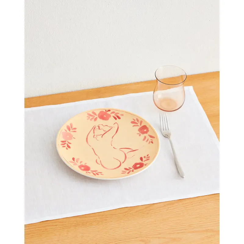 Liv & Dom x Bed Threads 'Wild Poppy' Ceramic Dinner Plate