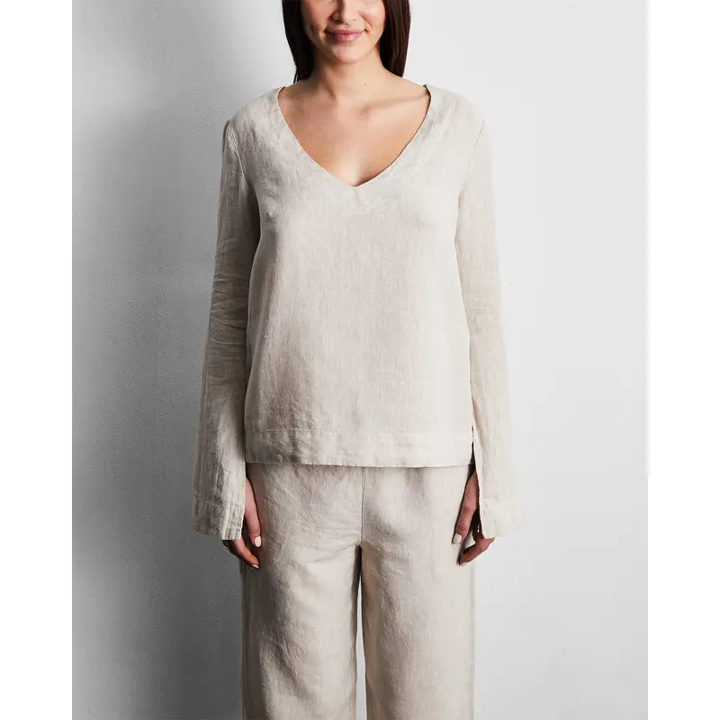 Oatmeal 100% French Flax Linen Top