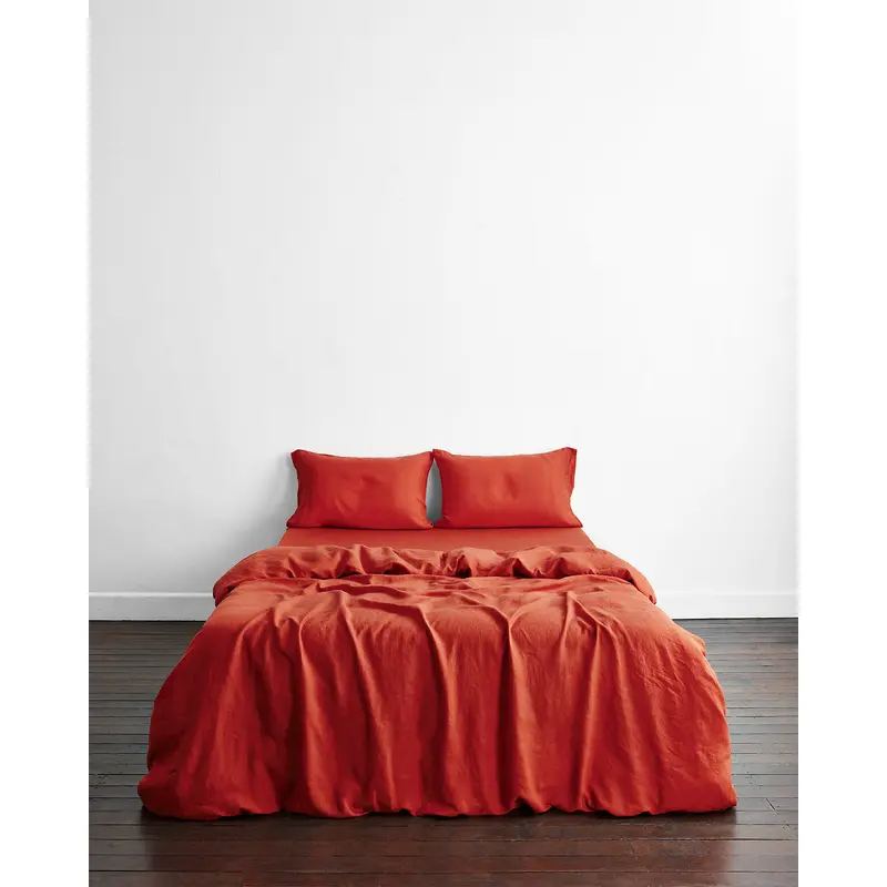 Paprika 100% French Flax Linen Bedding Set