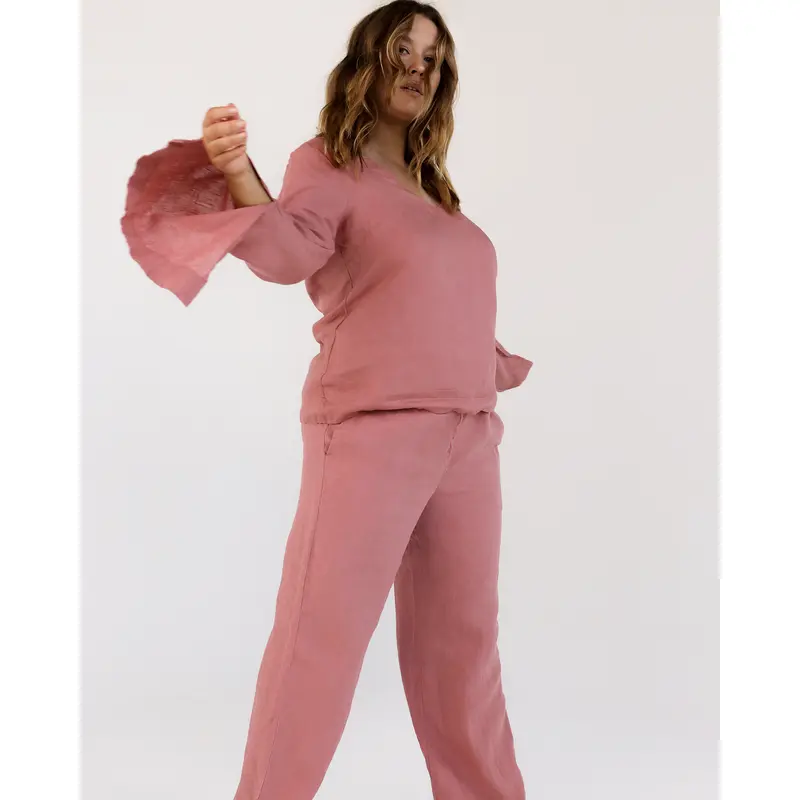 Pink Clay 100% French Flax Linen Top